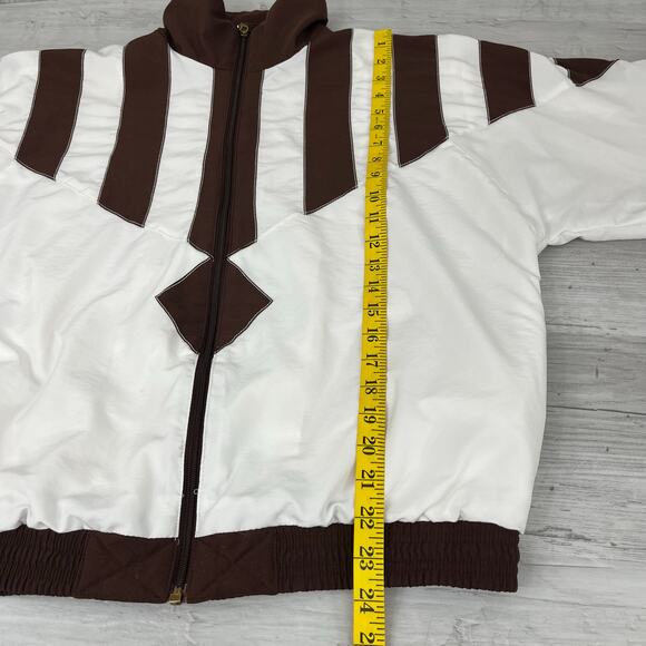 Vintage Janeve Brown White 2 Piece Long Sleeve Zip Up Track Suit Small - Picture 10 of 16
